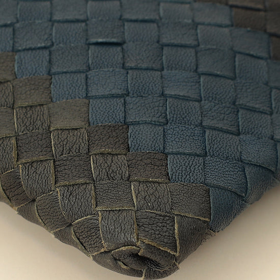 Bottega Veneta Tricolor Striped Intrecciato Zipped Pouch-Bottega Veneta-THE CLOSET