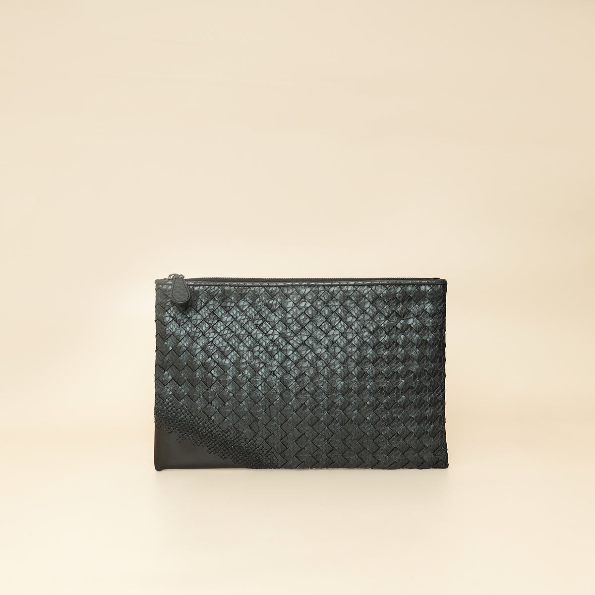 Bottega Veneta Bicolor Intrecciato Zipped Pouch-Bottega Veneta-THE CLOSET