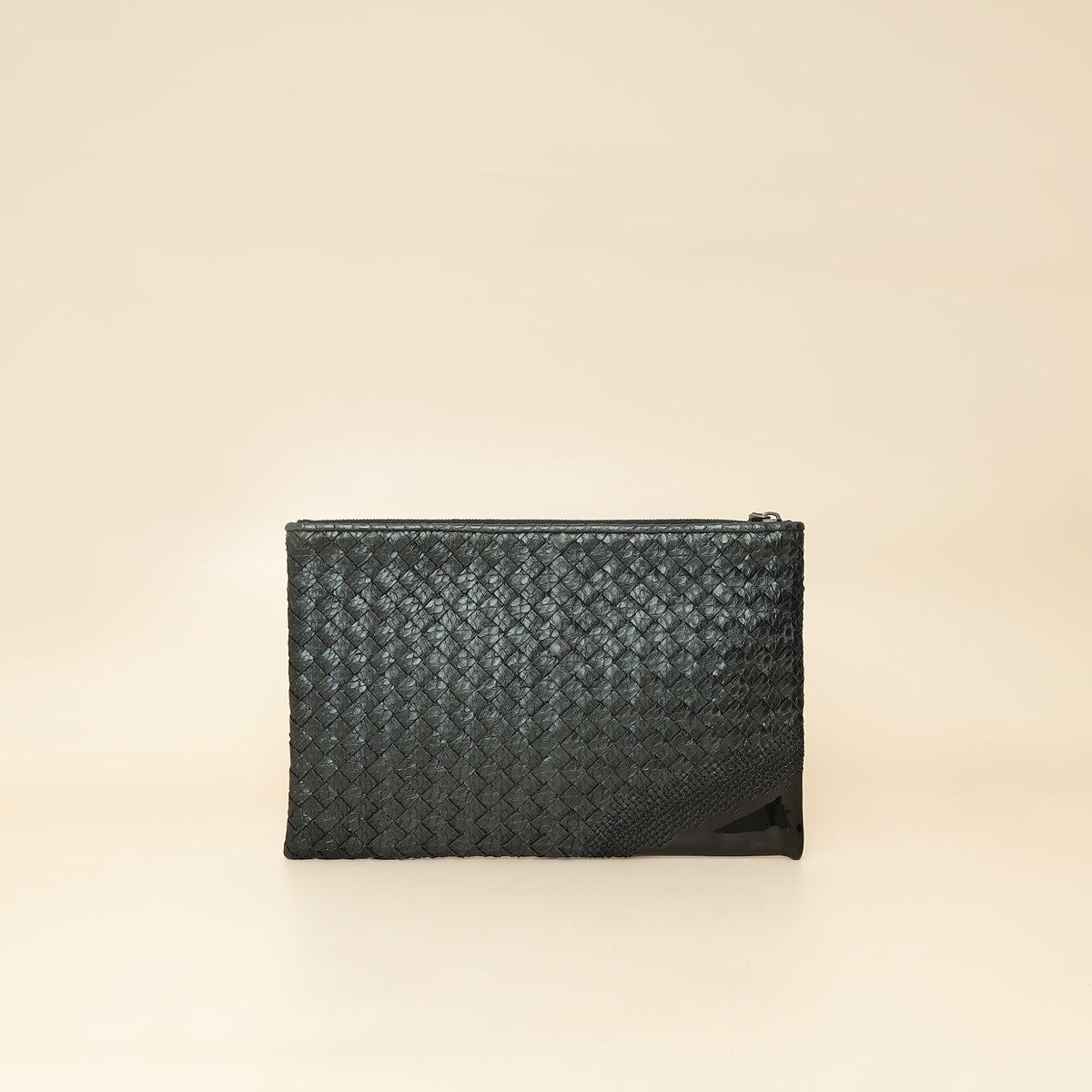 Bottega Veneta Bicolor Intrecciato Zipped Pouch-Bottega Veneta-THE CLOSET