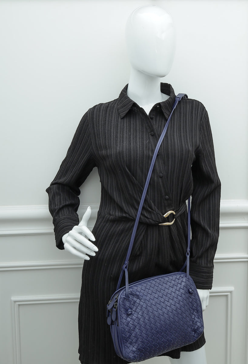 Bottega Veneta Dark Beige Intrecciato Leather Nodini Double Zip Crossbody  Bag