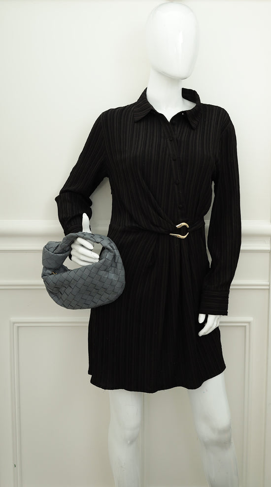 Bottega Veneta Grey Intrecciato Nappa Mini Jodie Bag-Bottega Veneta-THE CLOSET