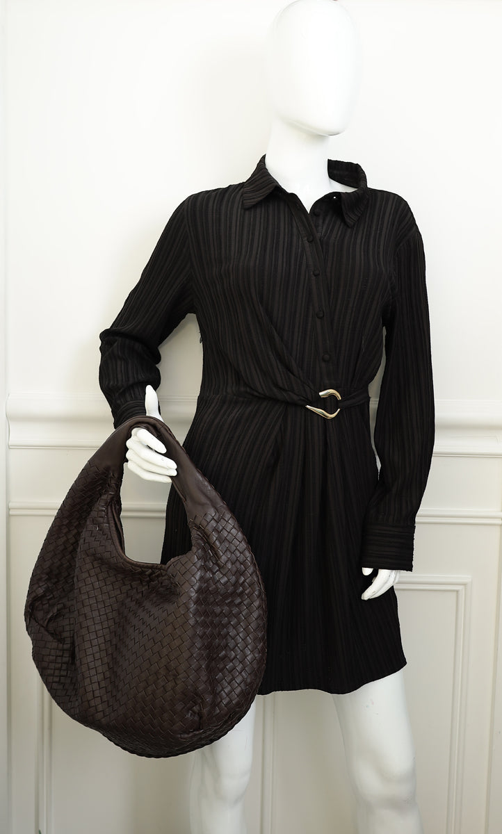 Bottega Veneta Chocolate Brown Intrecciato Hobo Large Bag