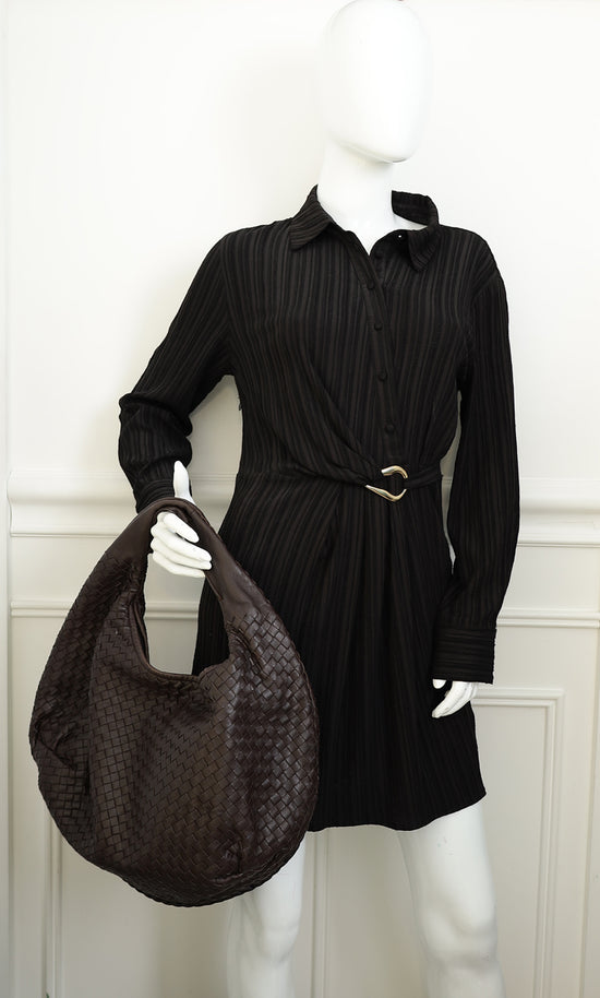 Bottega Veneta Chocolate Brown Intrecciato Hobo Large Bag
