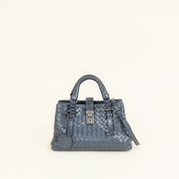 Bottega Veneta Blue Intrecciato Roma Mini Tote Bag