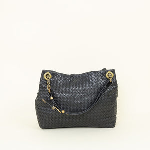 Bottega Veneta Black Intrecciato Chain Shoulder Bag