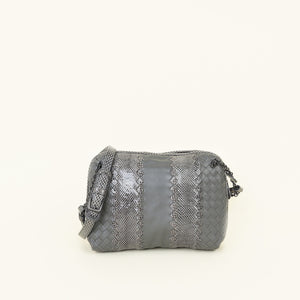 Bottega Veneta Grey Intrecciato Nappa and Ayers Nodini Crossbody Bag