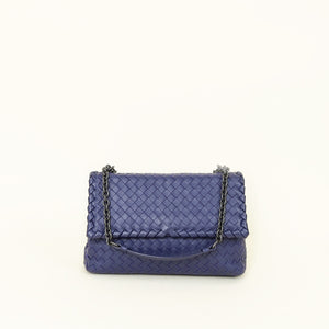 Bottega Veneta Navy Blue Intrecciato Nappa Olimpia Chain Bag
