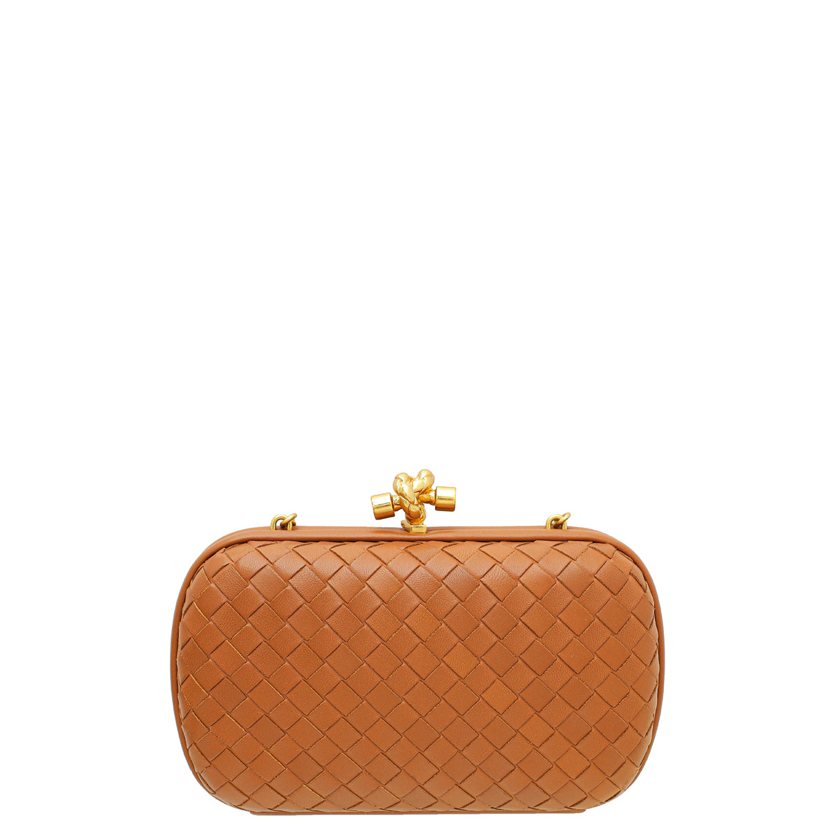 Bottega Veneta Brown Knot Nappa Chain Clutch-Bottega Veneta-THE CLOSET