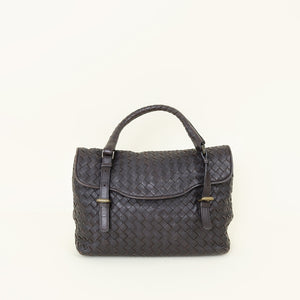 Bottega Veneta Dark Chocolate Intrecciato Satchel Bag