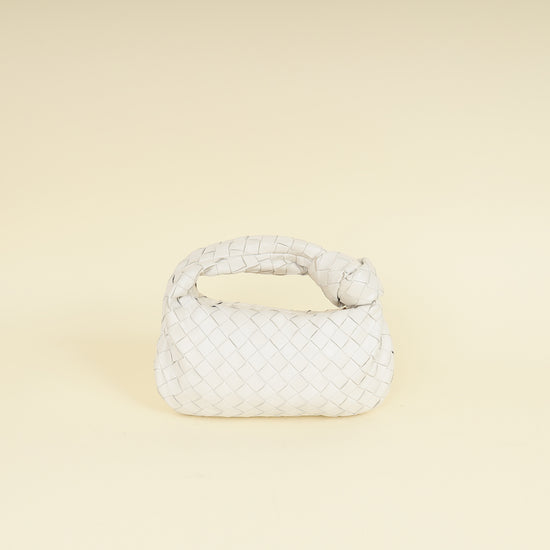 Bottega Veneta White Intrecciato Nappa Jodie Mini Bag-Bottega Veneta-THE CLOSET
