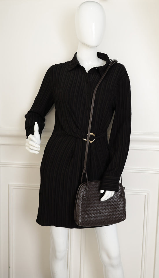 Bottega Veneta Brown Intrecciato Nodini Crossbody Bag-Bottega Veneta-THE CLOSET