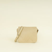 Bottega Veneta Beige Intrecciato Flap Crossbody Bag