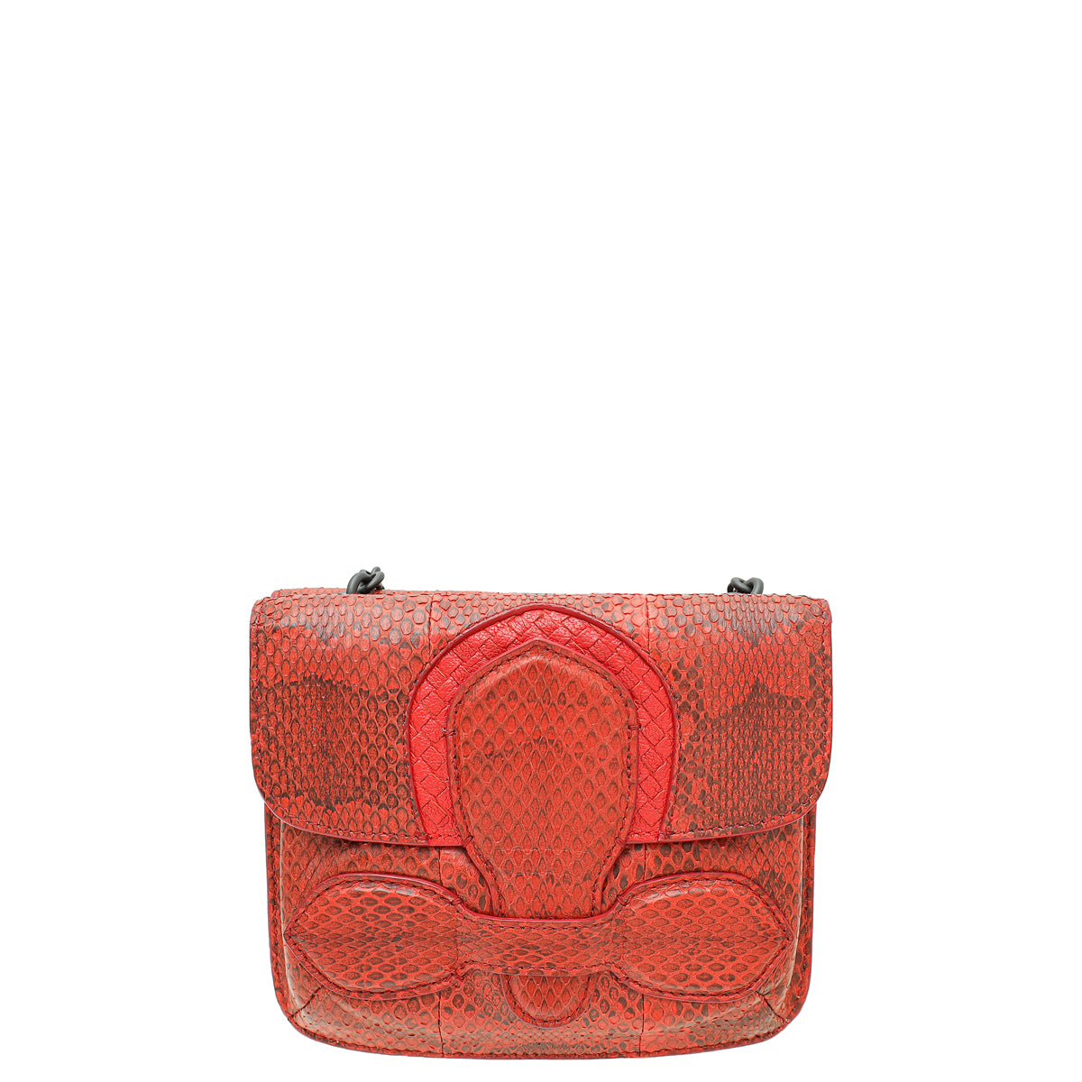 Bottega Veneta Red Water Snake Rialto Shoulder Bag-Bottega Veneta-THE CLOSET
