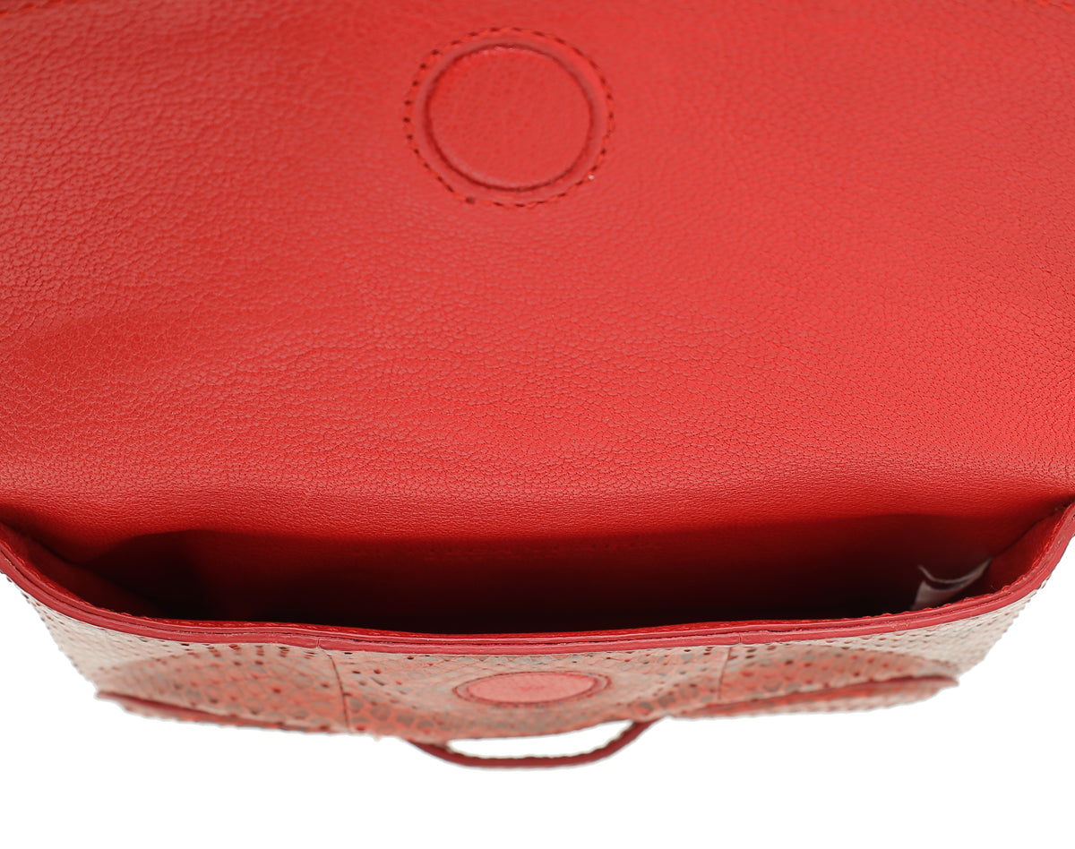 Bottega Veneta Red Water Snake Rialto Shoulder Bag