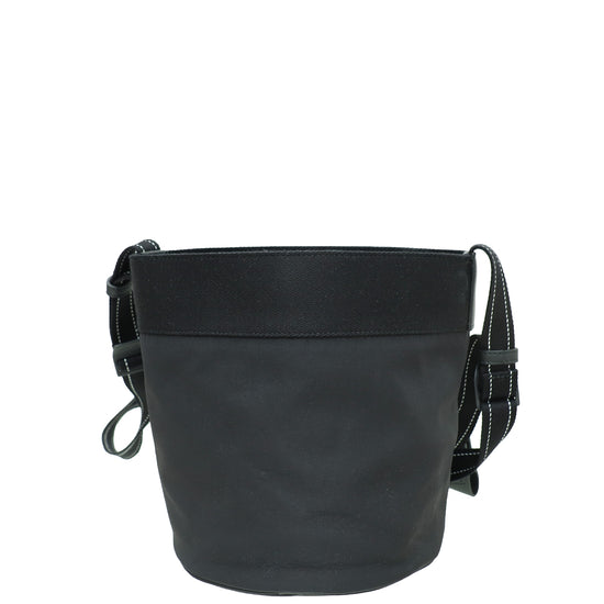 Bottega Veneta Black Nylon Soft Paper Touch Bucket Bag