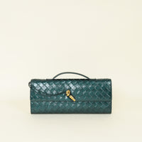 Bottega Veneta Emerald Foggy Intrecciato Andiamo Clutch