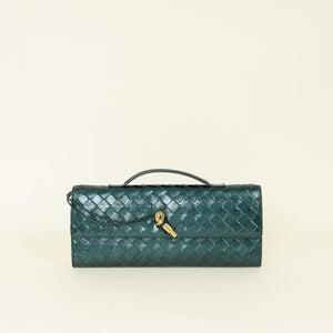 Bottega Veneta Emerald Foggy Intrecciato Andiamo Clutch