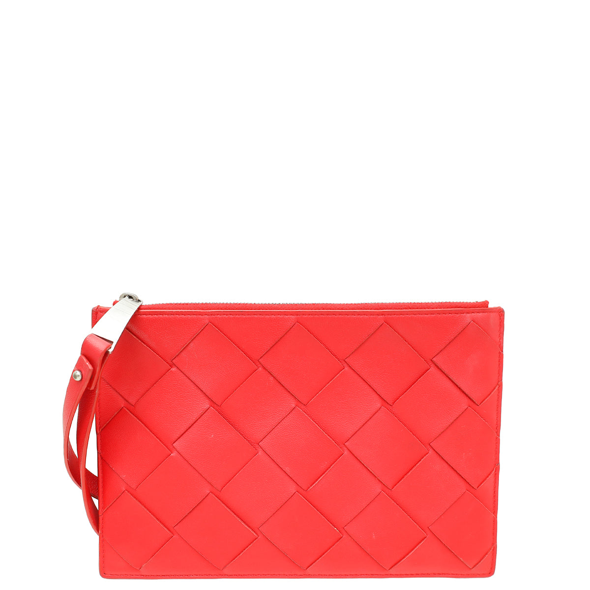 Bottega Veneta Red Maxi Intrecciato Cassette Wristlet Pouch-Bottega Veneta-THE CLOSET