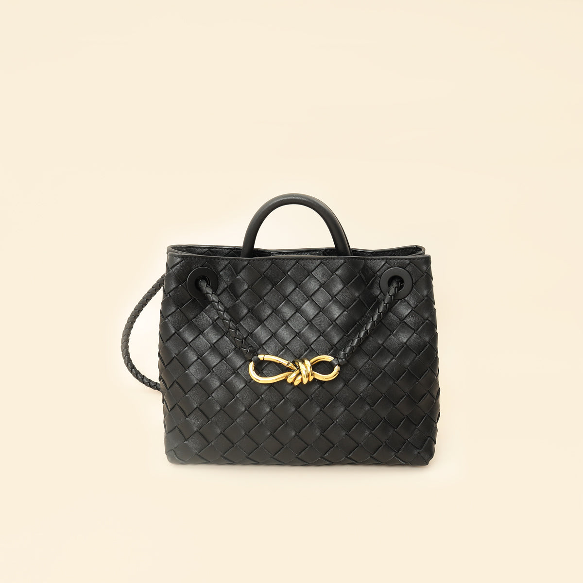 Bottega Veneta Black Intrecciato Andiamo Small Tote Bag-Bottega Veneta-THE CLOSET