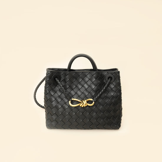 Bottega Veneta Black Intrecciato Andiamo Small Tote Bag-Bottega Veneta-THE CLOSET