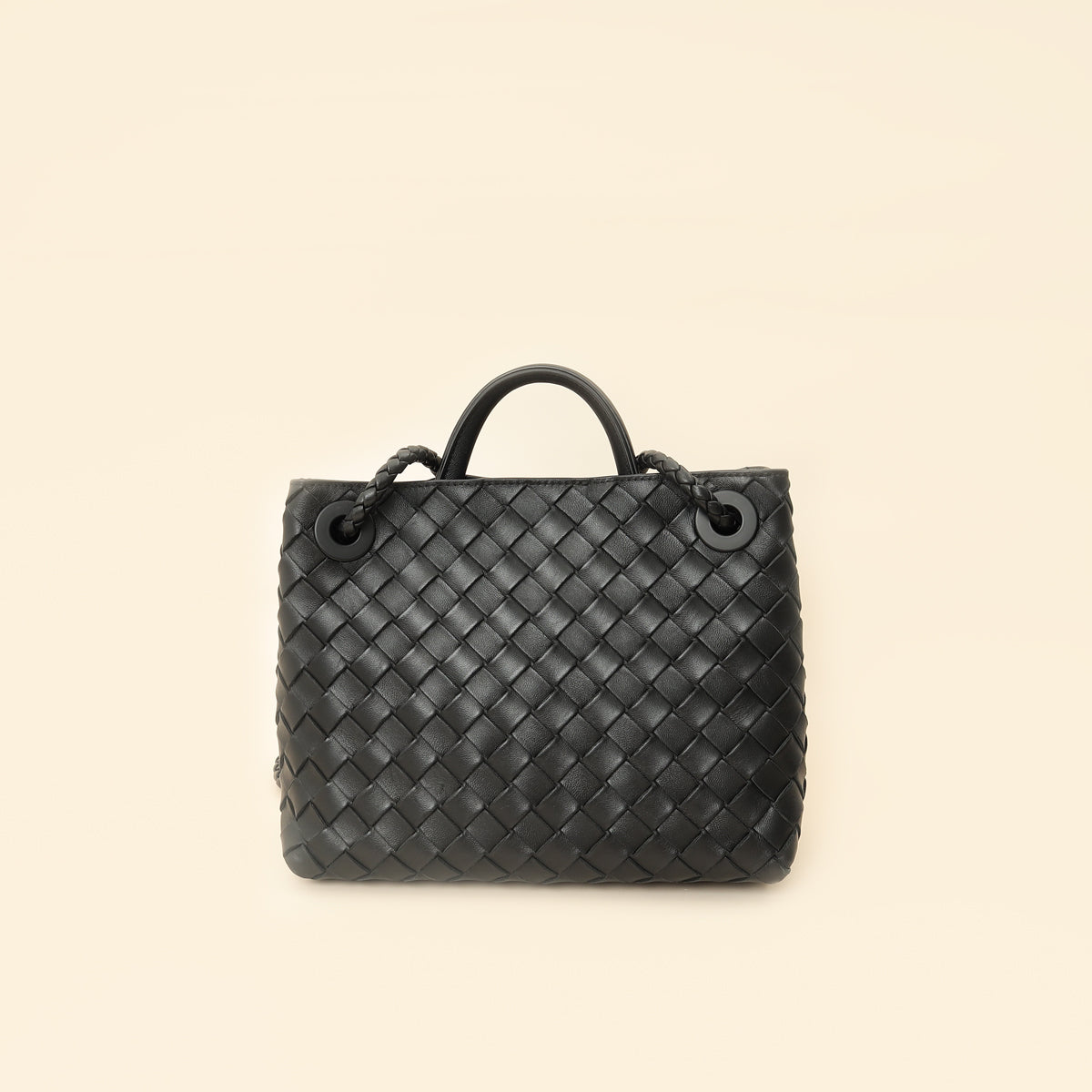Bottega Veneta Black Intrecciato Andiamo Small Tote Bag-Bottega Veneta-THE CLOSET