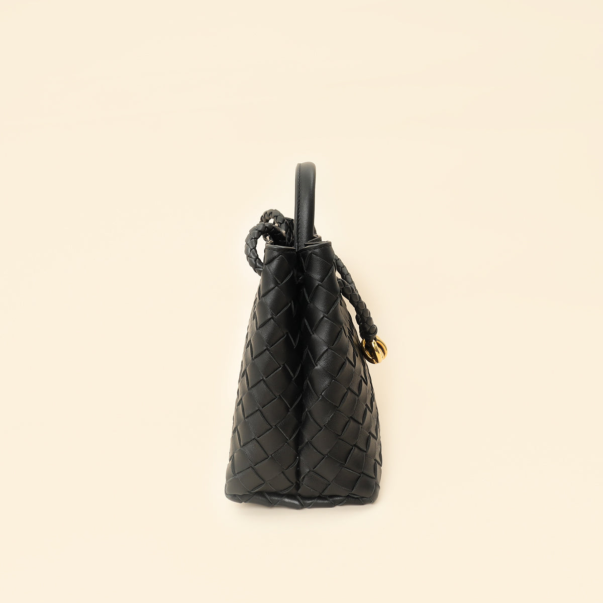 Bottega Veneta Black Intrecciato Andiamo Small Tote Bag-Bottega Veneta-THE CLOSET