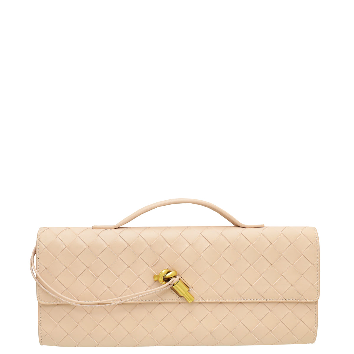 Bottega Veneta Light Pink Intrecciato Nappa Small Top-Handle Clutch-Bottega Veneta-THE CLOSET