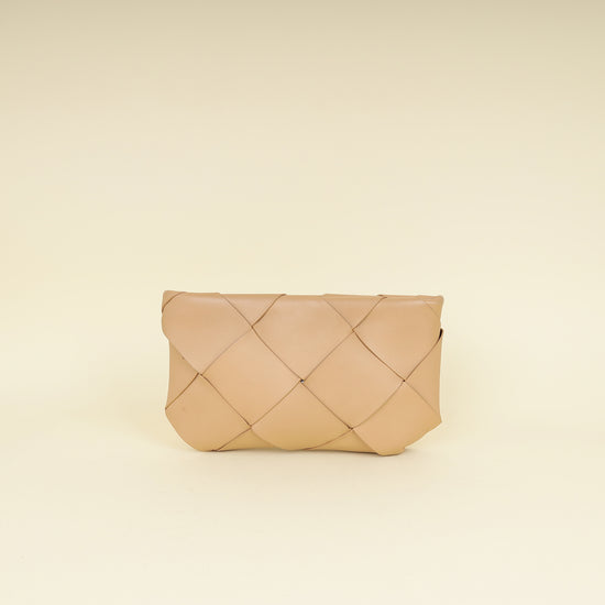 Bottega Veneta Nude Intrecciato Nappa Zip Pouch