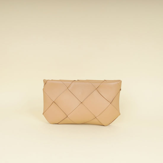 Bottega Veneta Nude Intrecciato Nappa Zip Pouch