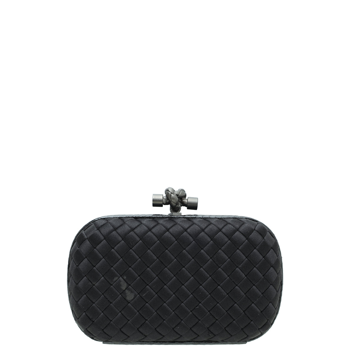 Bottega Veneta Black Satin Ayers Stretch Knot Clutch-Bottega Veneta-THE CLOSET