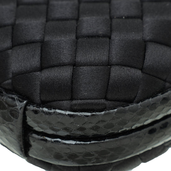 Bottega Veneta Black Satin Ayers Stretch Knot Clutch