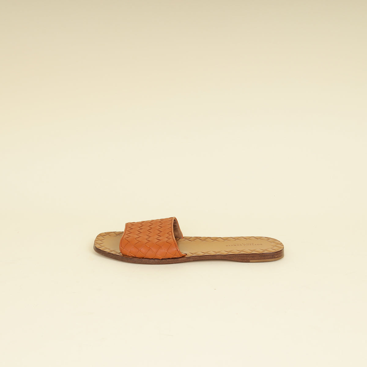 Bottega Veneta Camel Intrecciato Flat Slide Sandal 36