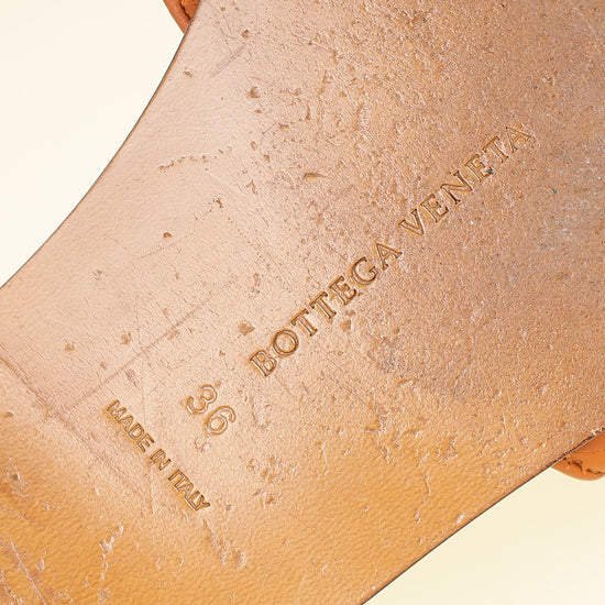 Bottega Veneta Camel Intrecciato Flat Slide Sandal 36