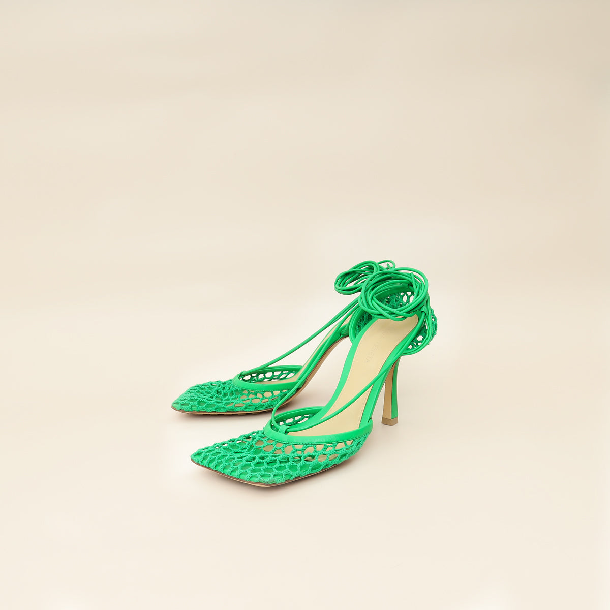Bottega Veneta Green Stretch Lace Up Sandal 37.5-Bottega Veneta-THE CLOSET