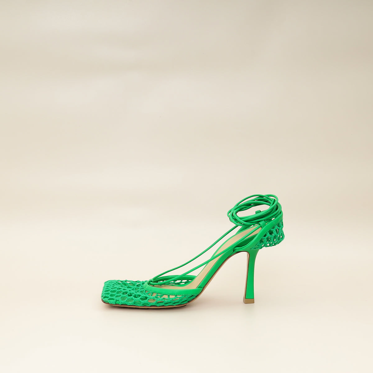 Bottega Veneta Green Stretch Lace Up Sandal 37.5-Bottega Veneta-THE CLOSET