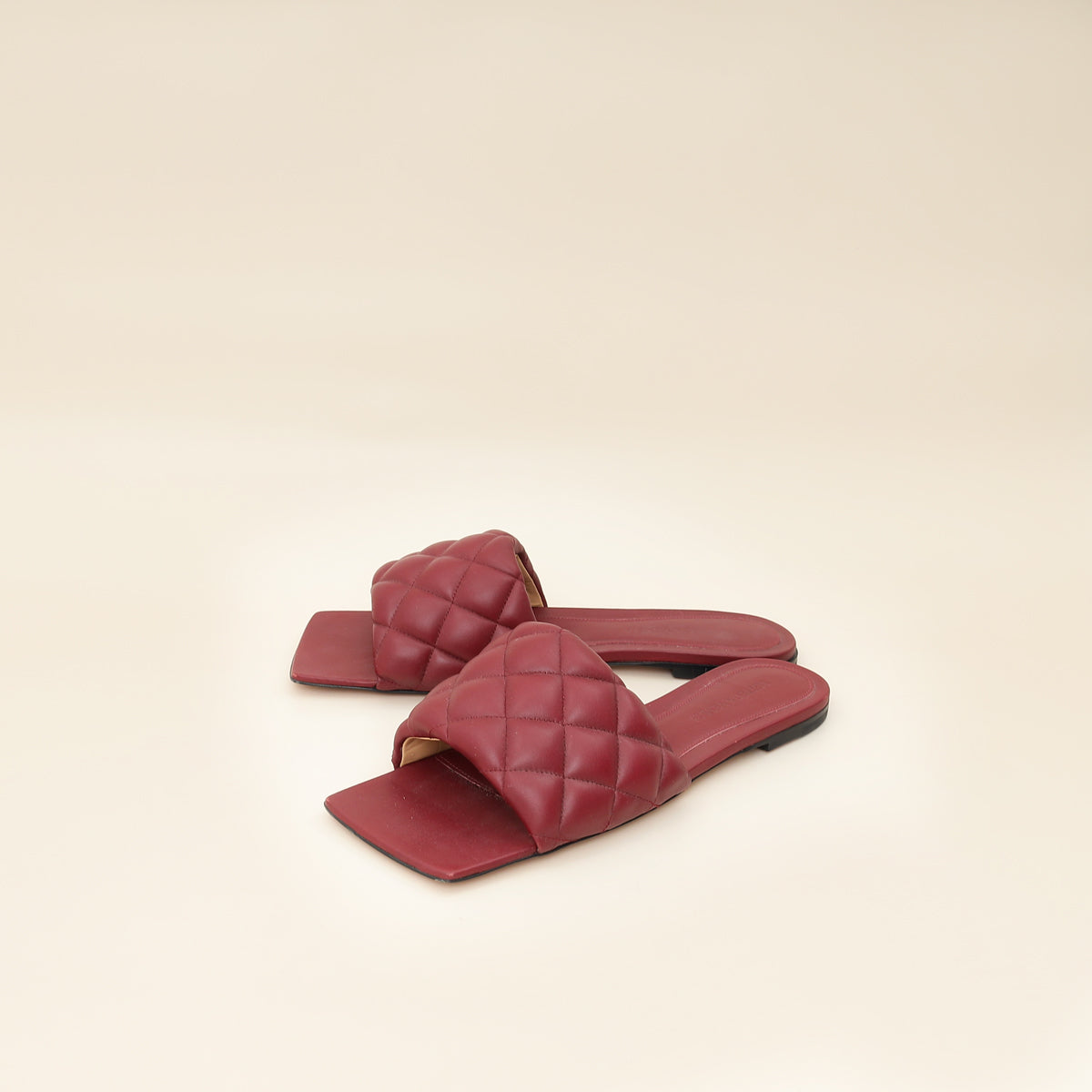 Bottega Veneta Burgundy Padded Slide Sandals 38.5-Bottega Veneta-THE CLOSET