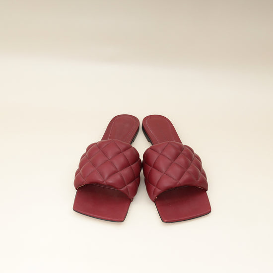 Bottega Veneta Burgundy Padded Slide Sandals 38.5-Bottega Veneta-THE CLOSET