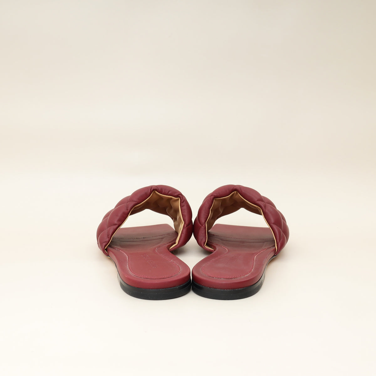 Bottega Veneta Burgundy Padded Slide Sandals 38.5-Bottega Veneta-THE CLOSET