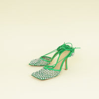 Bottega Veneta Parakeet Sparkle Stretch Lace-Up Sandal 38