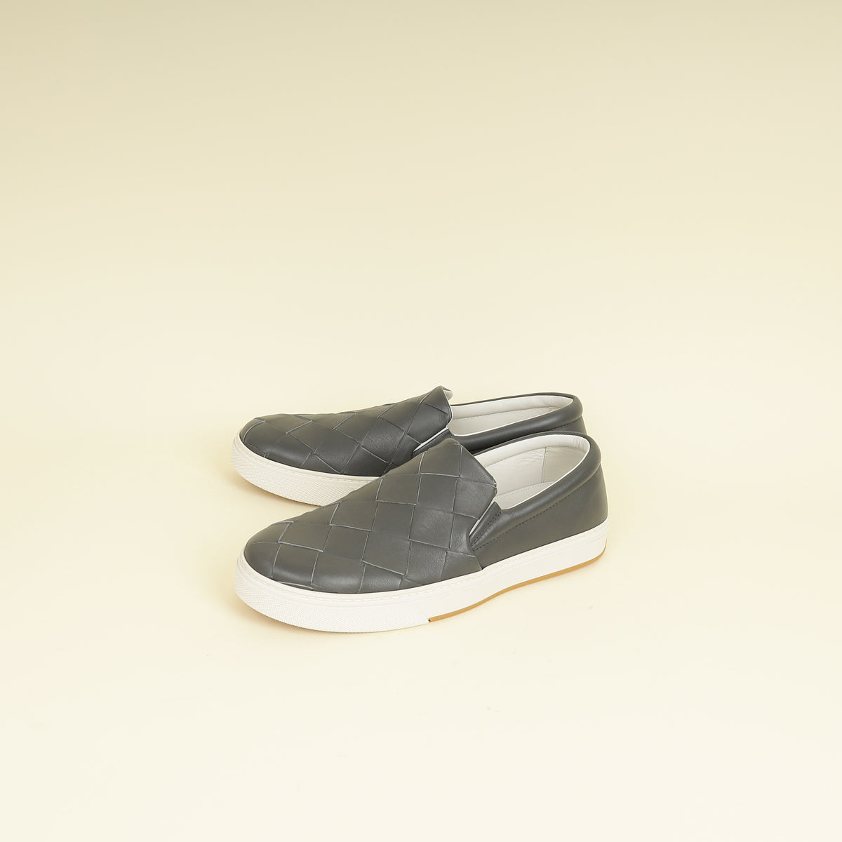 Bottega Veneta Grey Intrecciato Dodger Slip On Sneakers