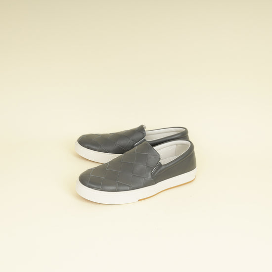 Bottega Veneta Grey Intrecciato Dodger Slip On Sneakers 41.5