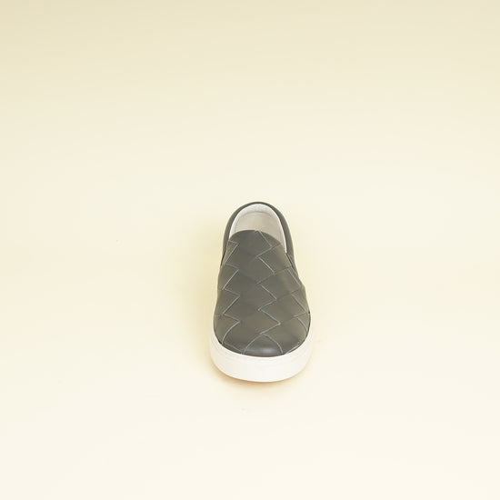 Bottega Veneta Grey Intrecciato Dodger Slip On Sneakers 41.5