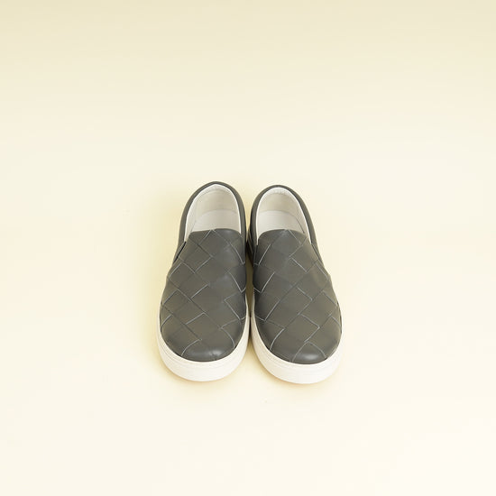 Bottega Veneta Grey Intrecciato Dodger Slip On Sneakers 41.5