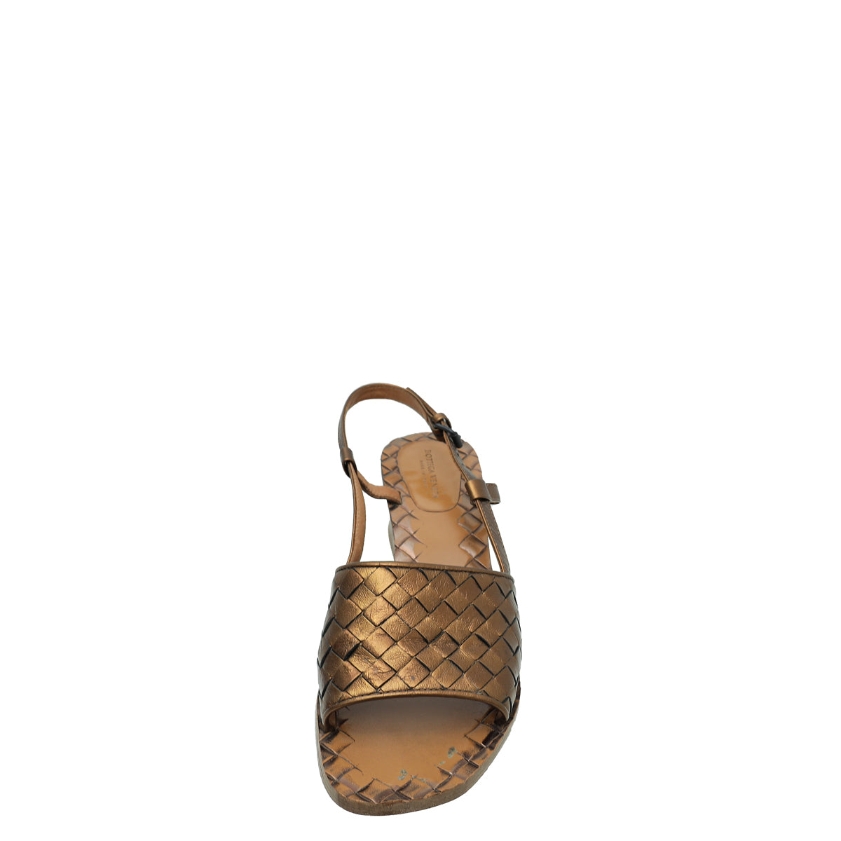 Bottega Veneta Bronze Intrecciato Slingback Sandal 36-Bottega Veneta-THE CLOSET