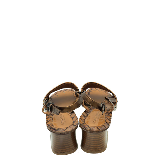 Bottega Veneta Bronze Intrecciato Slingback Sandal 36