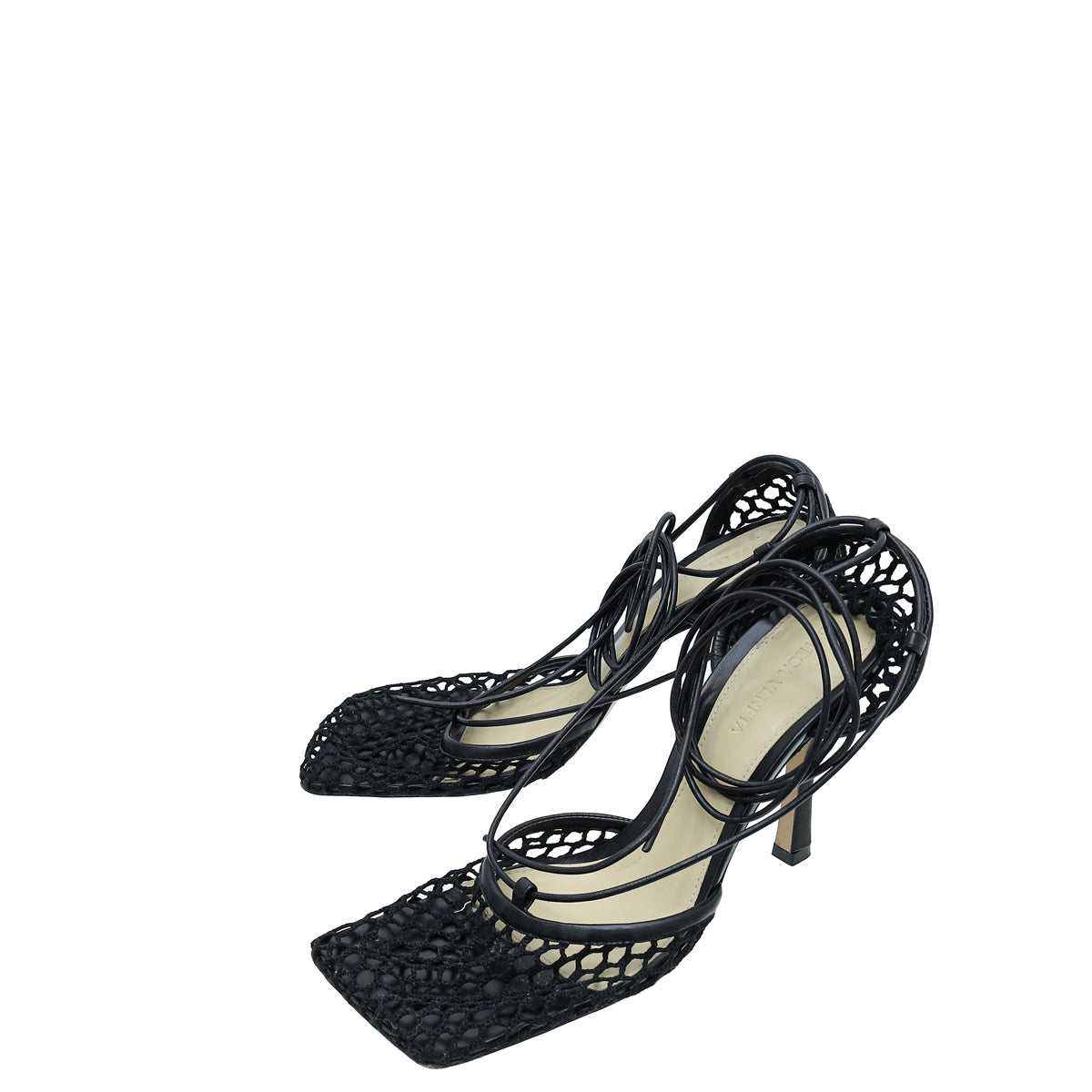 Bottega Veneta Black Stretch Lace-Up Sandal 38-Bottega Veneta-THE CLOSET