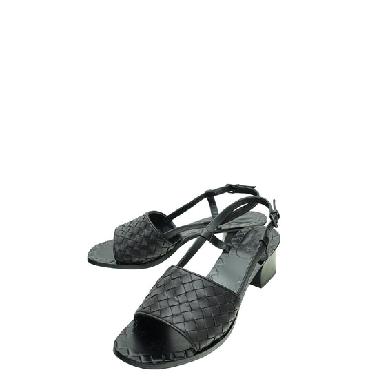 Bottega Veneta Black Intrecciato Slingback Sandal 38