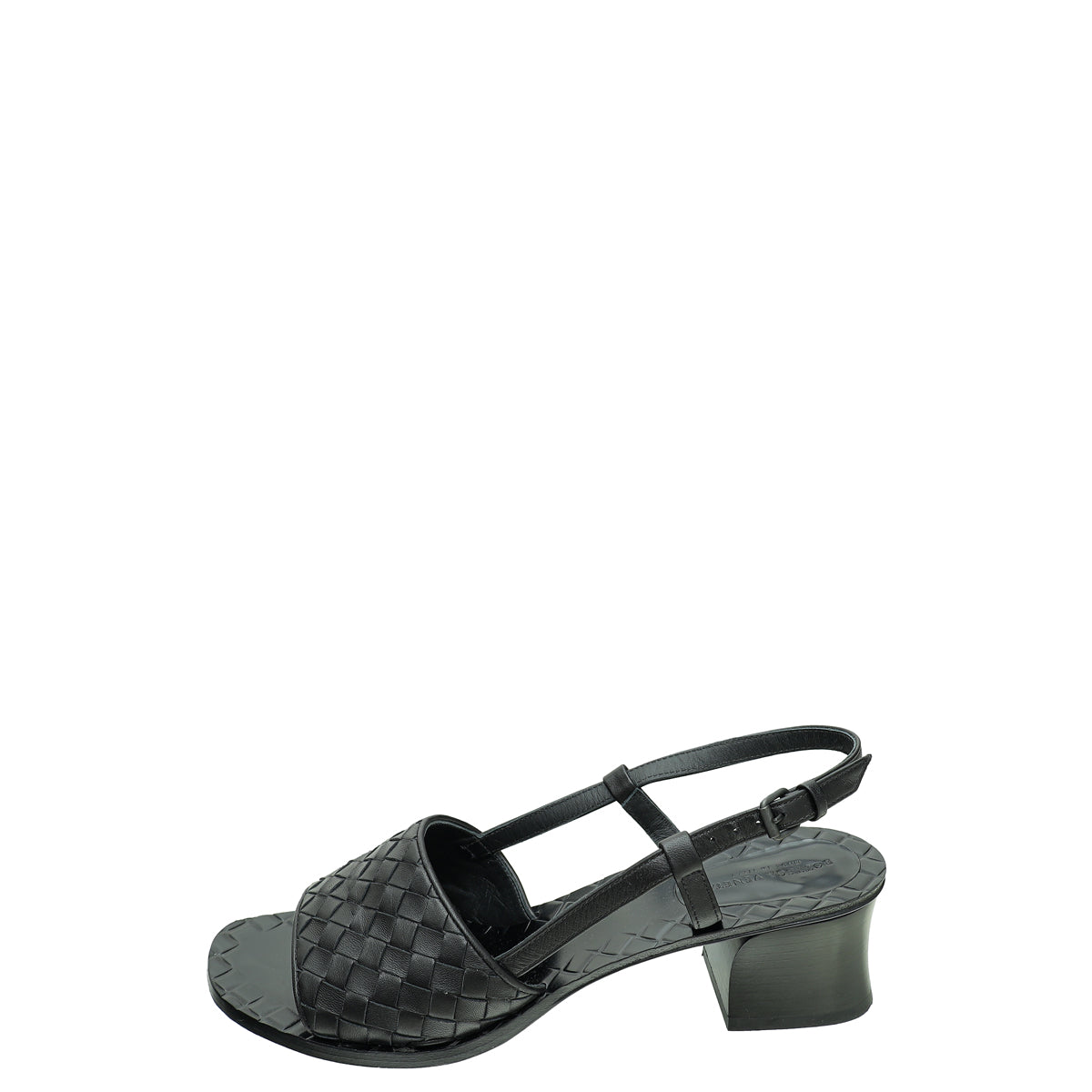 Bottega Veneta Black Intrecciato Slingback Sandal 38