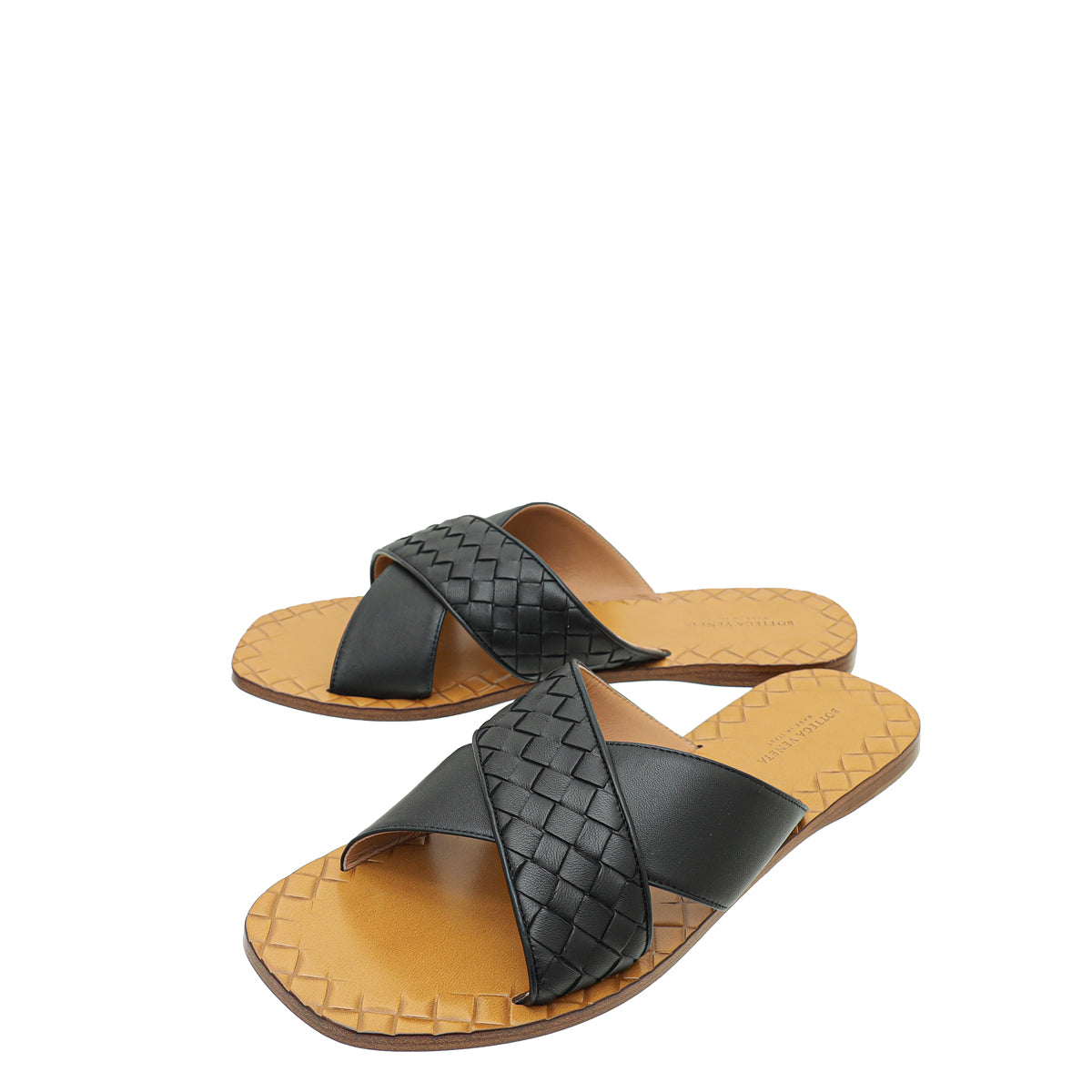 Bottega Veneta Bicolor Intrecciato Criss Cross Ravello Sandals 38-Bottega Veneta-THE CLOSET