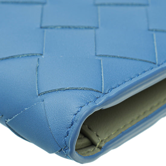Bottega Veneta Blue Intrecciato Bi-Fold Wallet